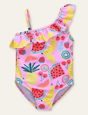 Printed Frilly One Shoulder Swimsuit - Mini Taylor